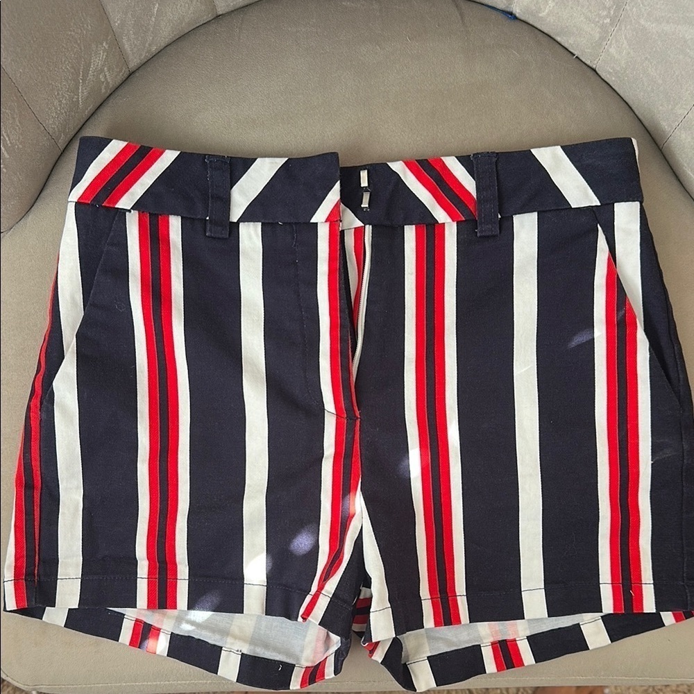 Striped micro shorts red white and blue hot pants size 2